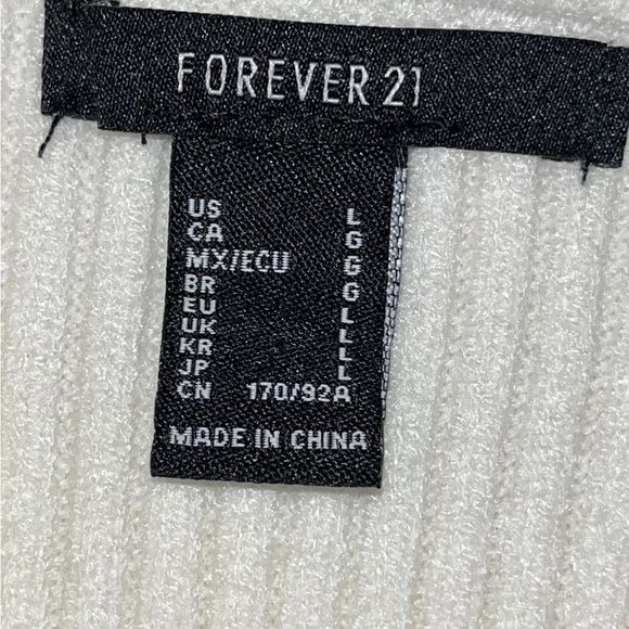 Forever 21 WHITE L cropped TANK Sweater RIBBED rayon sleeveless ivory NEW womens - Picture 2 of 11
